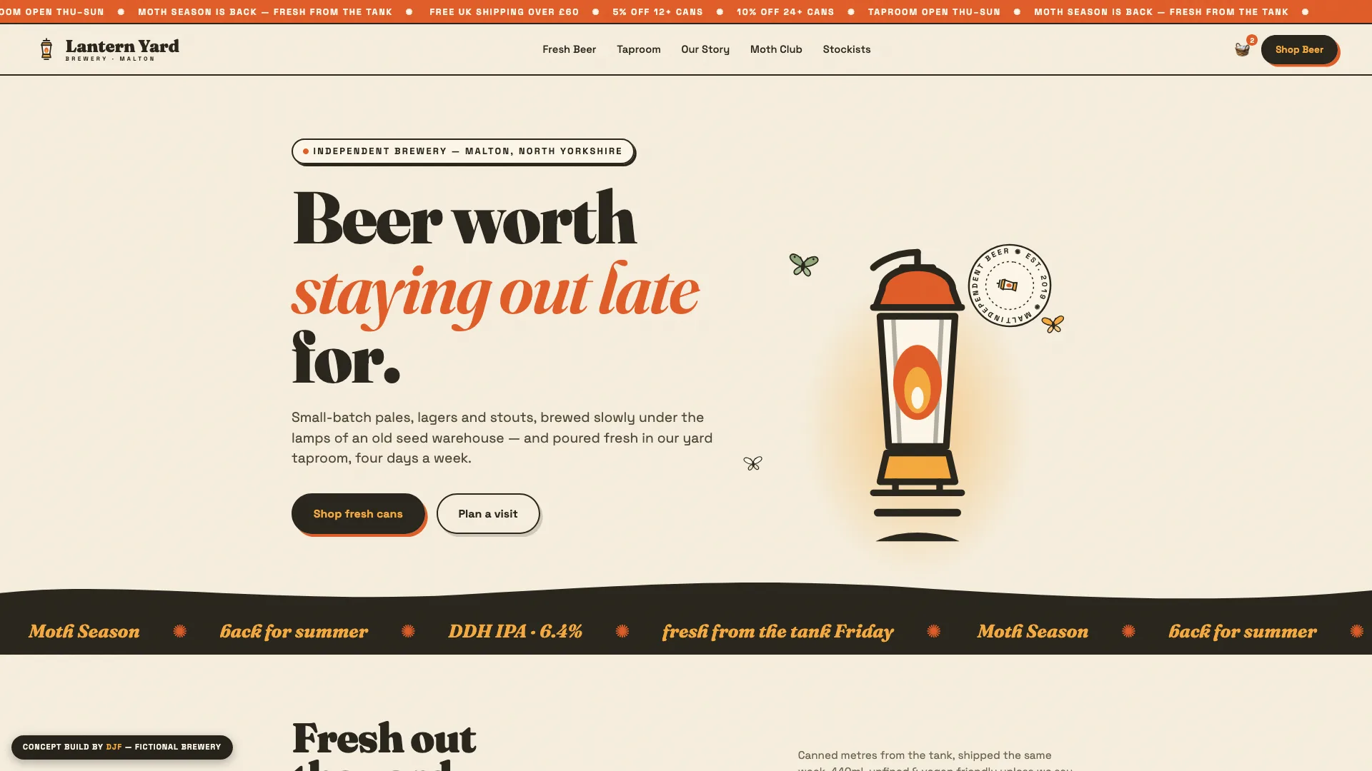 Lantern Yard Brewery concept website built by DJF